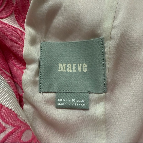 Anthropologie Maeve Claribel Jacquard Applique Barbiecore Dress Size 6 - Picture 14 of 16